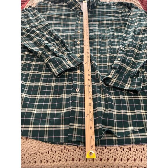 Izod Saltwater Relaxed Men's 3XLT Plaid Button Shirt Green & White - Picture 7 of 13